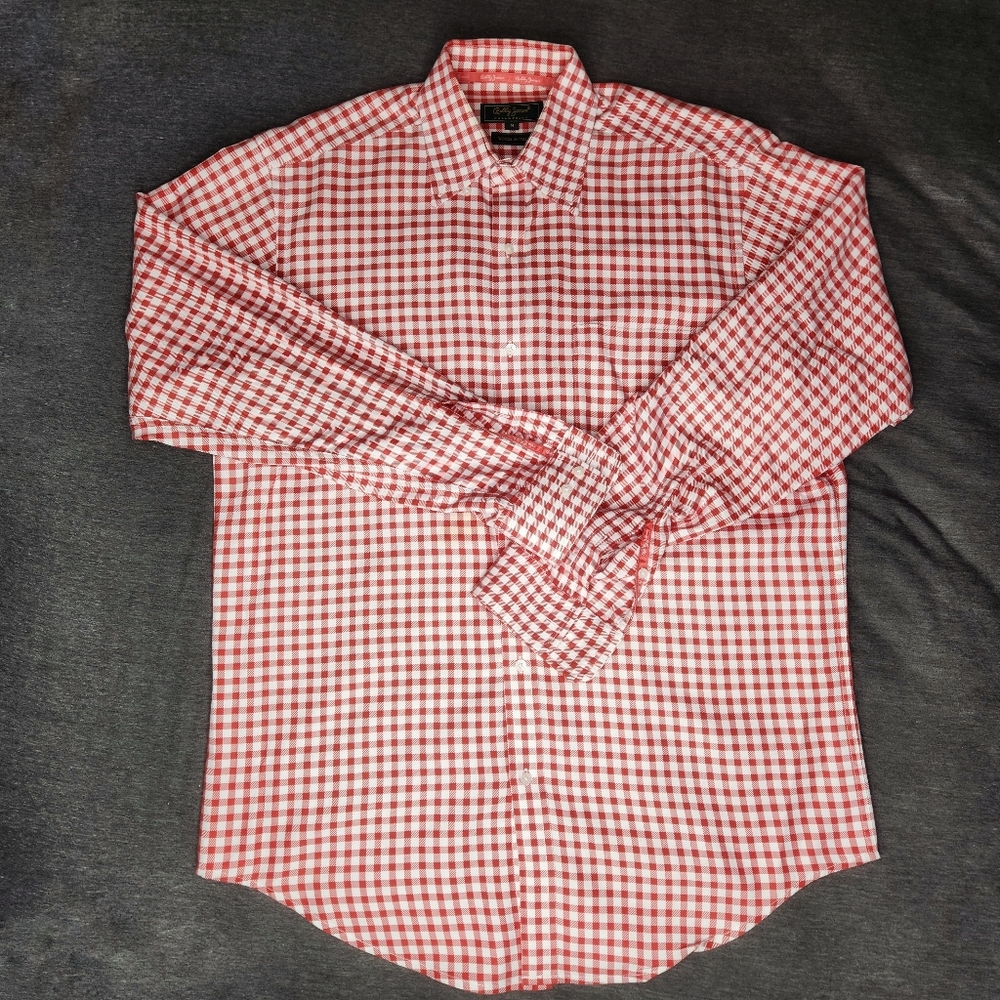 Bobby Jones Red And White Checkered Long Sleeve Button Down Medium